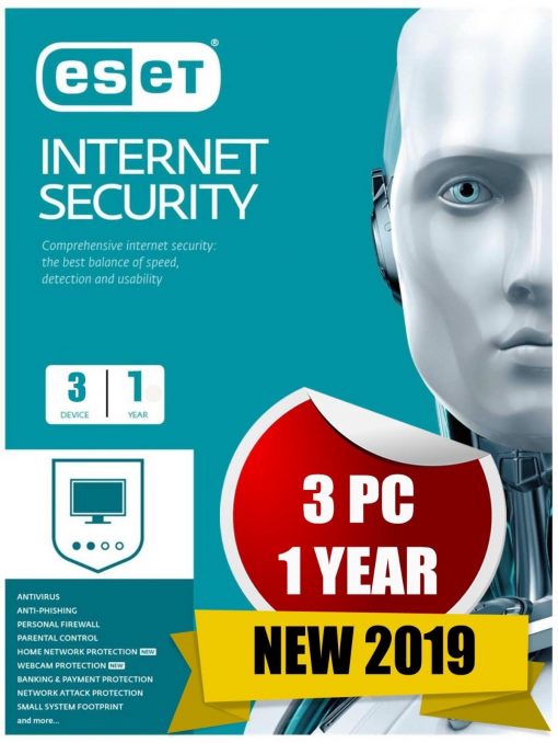 ESET NOD32 Internet Security 2019 3pc/1yr 365 Days Subscription